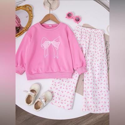 Kids Cartoon Casual Fashion Outfit Set Long Sleeve Top & Pants