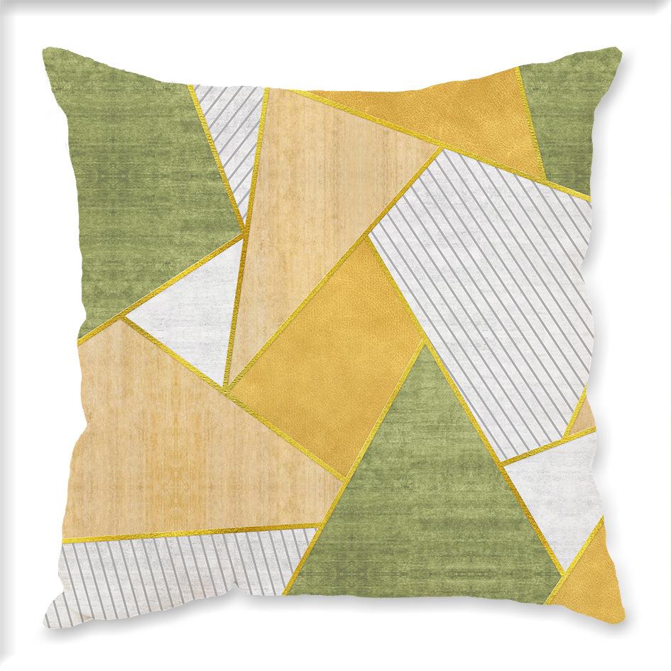 Nordic Ins Style Simple Pillow Lines Painted Geometric Tiles Plush Pillow Case Digital Printing Backrest Cover Quality