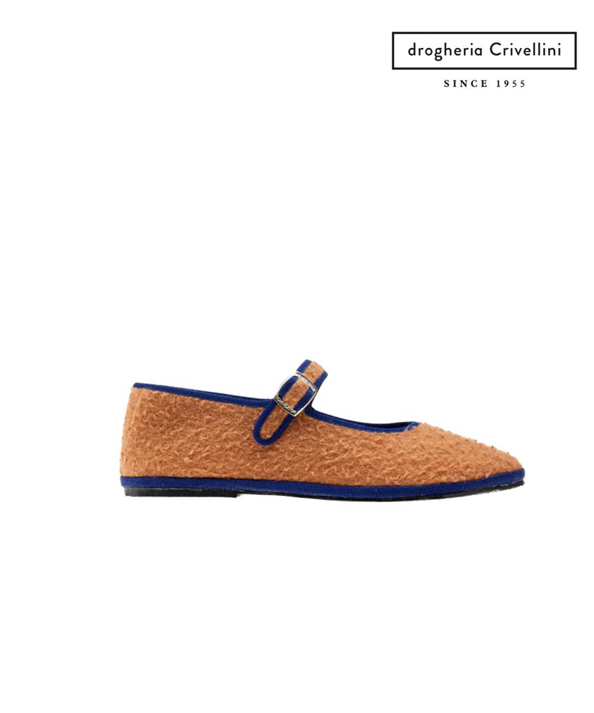 Drogheria Crivellini Wool Mary Jane Flats_Camel Collar