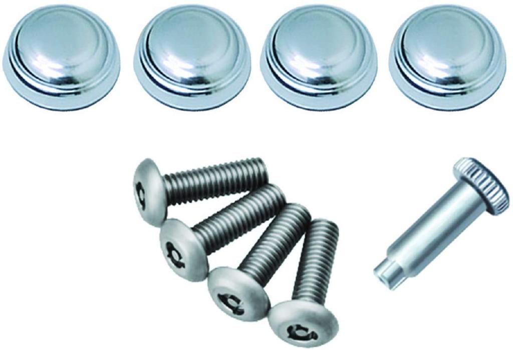 Carmate Car License Plate Security Bolt Cap Basic Compliant with External Protrusion Regulations & 2, Chrome, LS412,