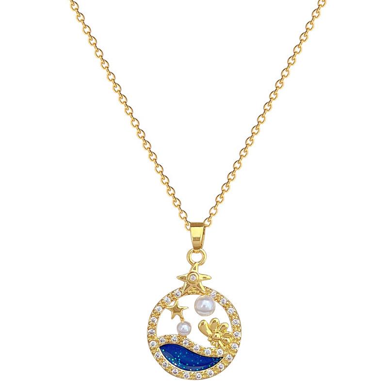 Perlenring Diamant Leichter Luxus Temperament Wunderschöne Voll Diamant Halskette Damen Vielseitige Schlüsselbein Kette Titan Stahl Kette