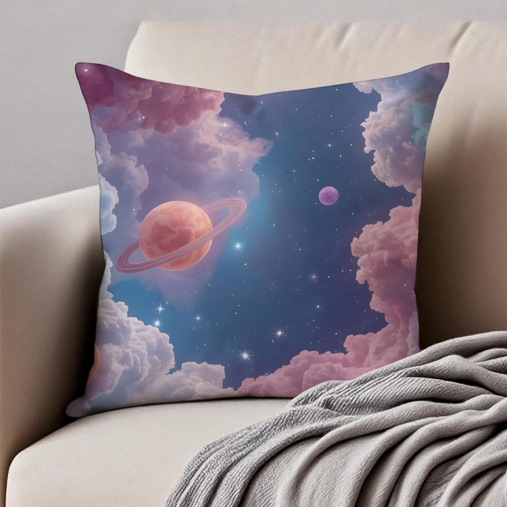 Dreamy Universe Starry SciFi Cushion Cover Pillowcase Antidustmite Invisible Zipper Short Plush Sofa Cushion