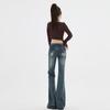 Vintage Jeans Low Waist Pant Micro Flare Jeans for Women Embroidery Slim Drag Flare Trousers