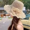 Lace Bow Wide Brim Knitted Hat Solid Color Beach Sun Hat Fashion UV Protection Cap  Travel