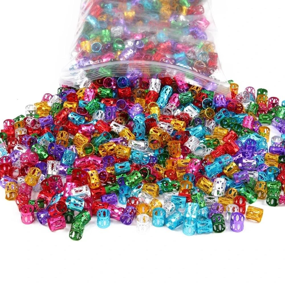 100PCS Aluminum Dreadlock Hair Rings Multicolor Adjustable Hair Cuffs Hair Decoration