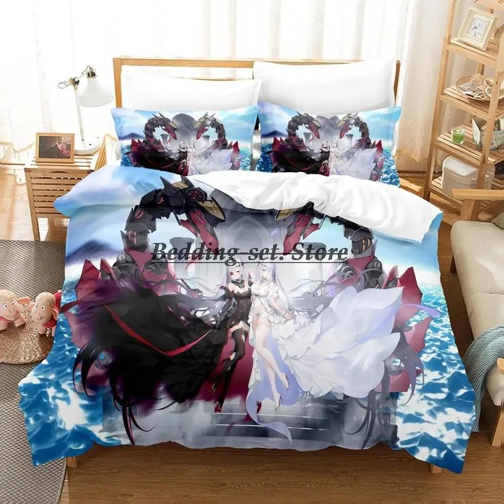 Azur Lane Bettwäsche Set Einzelbett Twin Full Queen King Size Bettset Aldult Kind Schlafzimmer Bettdeckenbezug Sets 3D Druck Anime Bettlaken Set