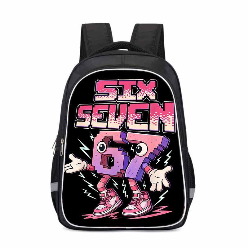 Kids Cartoon Print Backpack School - Lightweight Ergonomic Design With Reflective Stripes Oxford Fabric Grades 3-4