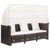 VidaXL Canapé-lit extensible 3 places avec toit Résine tressée Marron 46076
