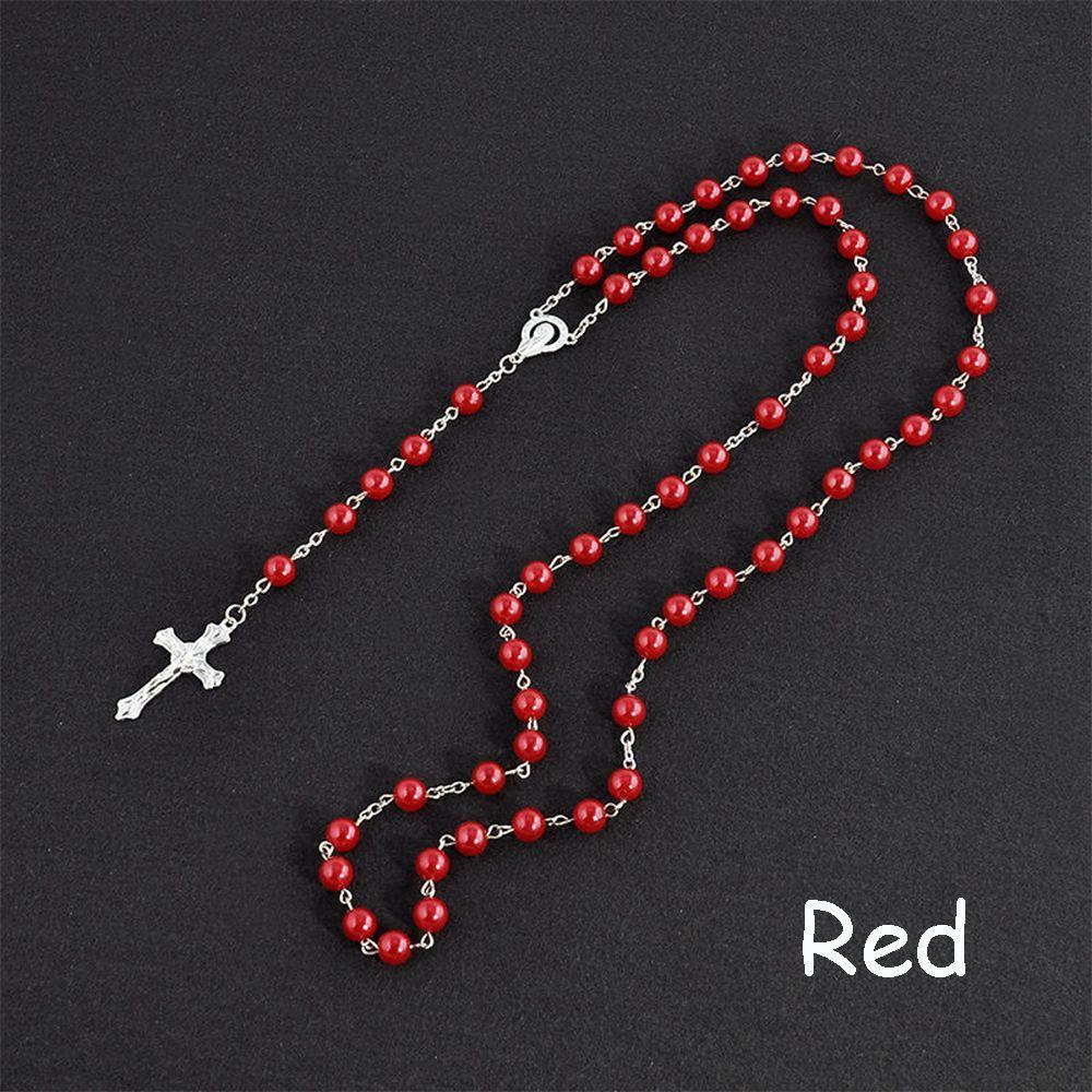Hot Sale Vintage Crucifix Jesus Rosary Beads Chain Cross Necklace Virgin Mary Pendant
