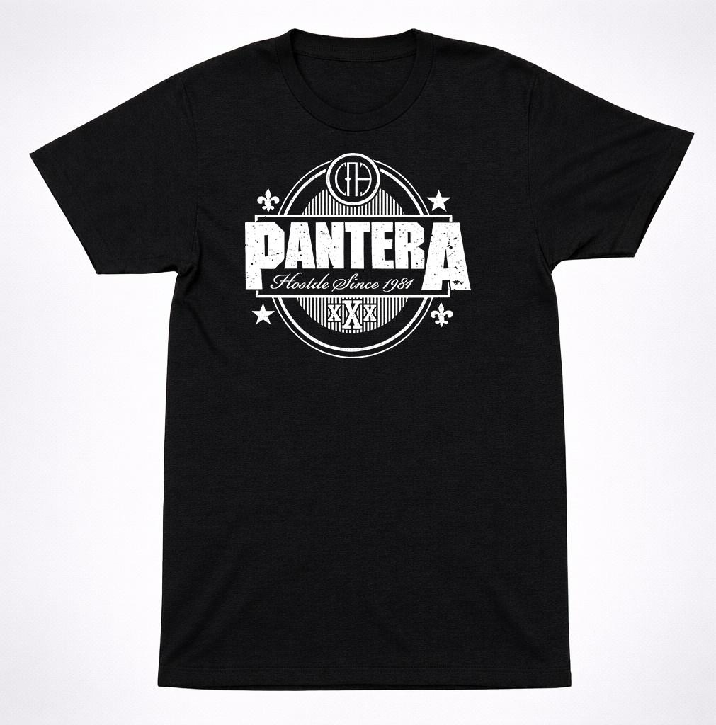 Pantera Hostile Since 1981 Crest Logo Black T-Shirt Groove Metal Band Tee S разноцветный