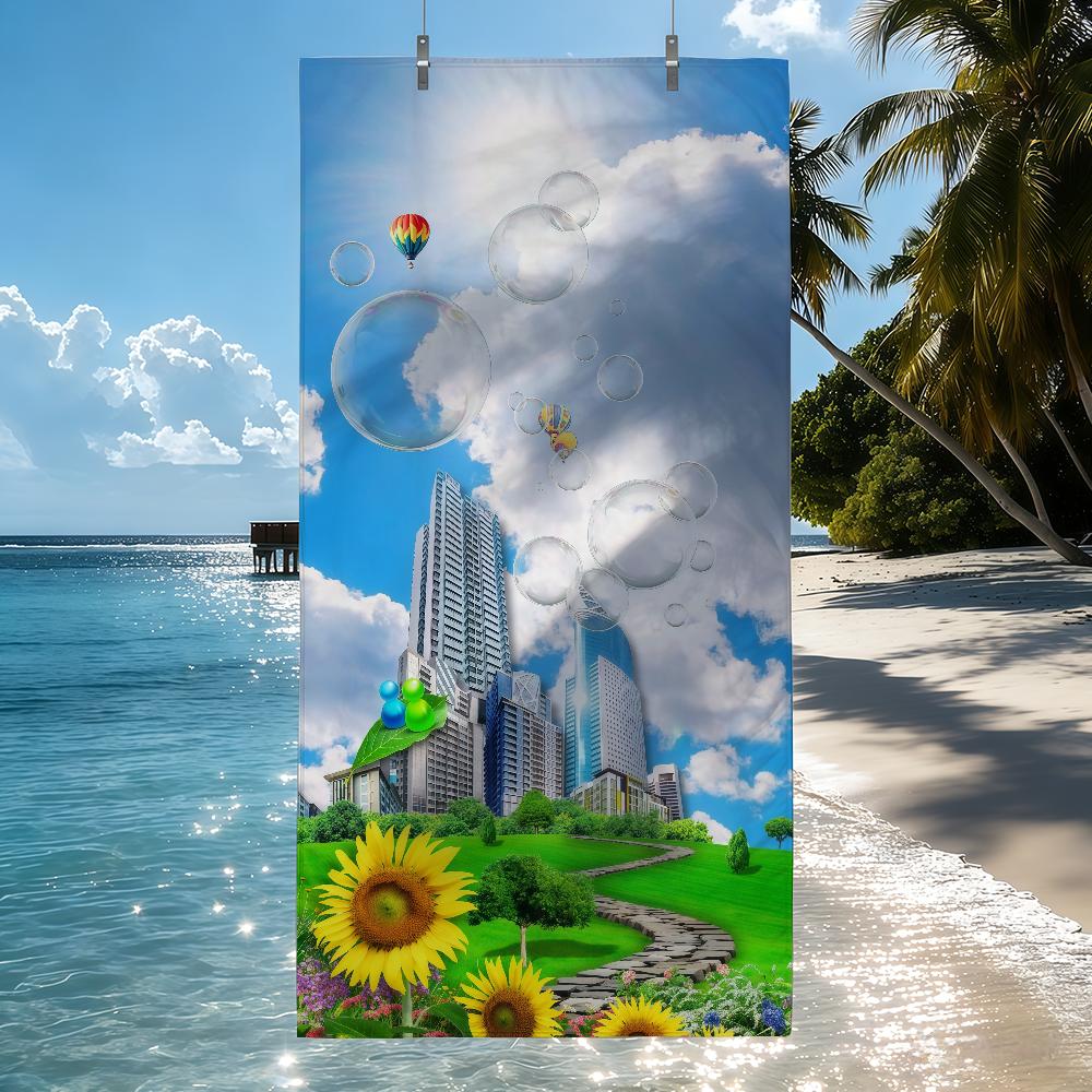

Frutiger Aero Y2K Towel Quick Drying Beach Towels Are Suitable For Swimming Pools Camping Yoga And The Gym W30*H60(CM)