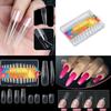 Clear Nail Extensions for Women Professional Long Transparent Acrylic Tips with Measuring Scale Full Cover False Nail