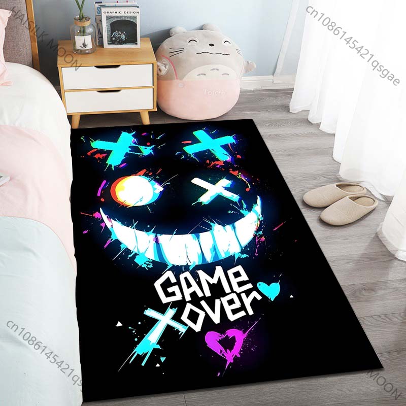 Mode Neon Graffiti Gedruckter Teppich für Wohnzimmer Schlafzimmer Heimdekoration Rutschfeste Bodenmatte Moderner Teppich Sofa Bereichsteppiche