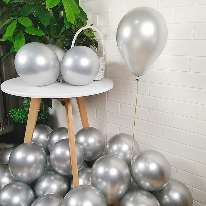 20/50Pcs Versatile Metallic Chrome Silver Grey Balloons High Shine Latex Balloons for All Kinds of Party Supplies