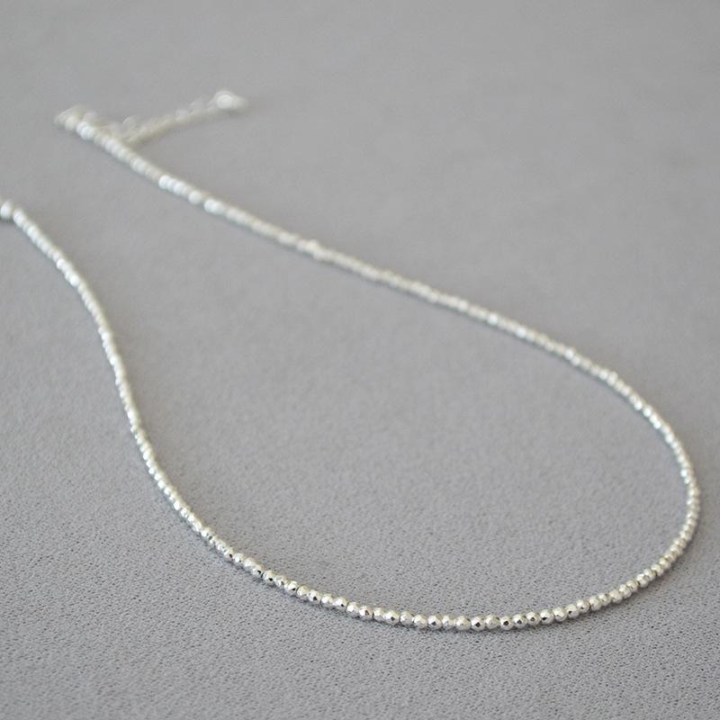 Exquisite Minimalist Cool-Tone Silver Faceted Bead Necklace