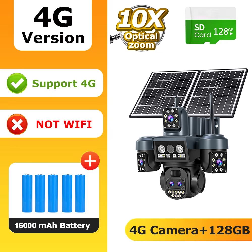 OKAM PRO 10X Zoom AOV Solar Camera Dual Solar Panels 16000mAh Battery HD 25MP 4G Outdoor Camera Waterproof Night Vision IP CCTV