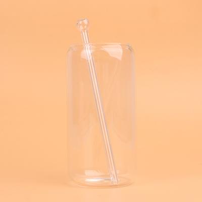 Paille en verre à tête ronde de 19 cm de long, respectueuse de l'environnement, réutilisable, pour milkshakes, smoothies, cocktails, bar, accessoires pour la maison
