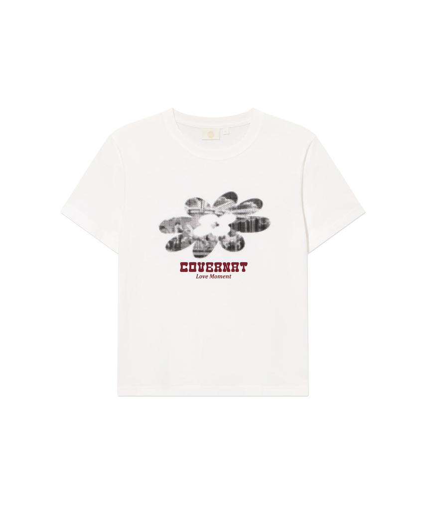 COVERNAT WOMAN Clover Graphic Short Sleeve T-Shirt Off White