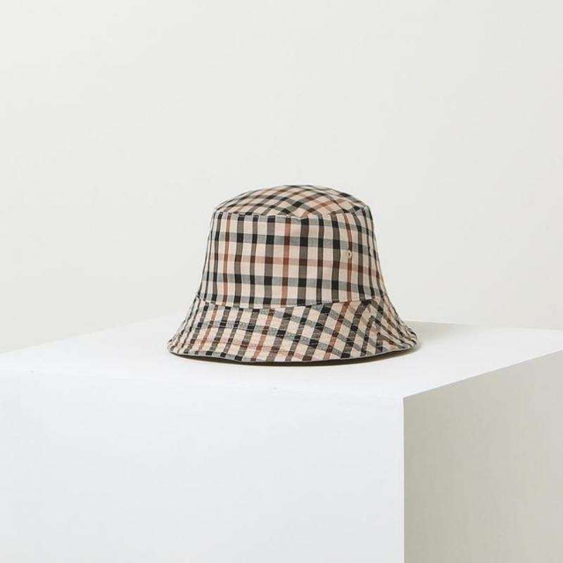 Daks Women Beige Check Reversible Bucket Hat With Embroidery Dbhe5e119i2