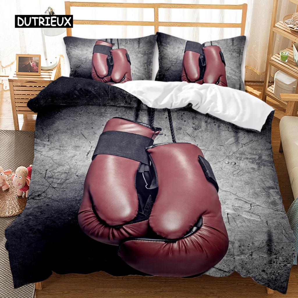 Boxing Games Duvet Cover Set Red Blue Boxing Bedding Set Competitive Sports Boxing Game Double Queen King Polyester Quilt Cover