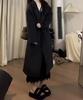 Women's Petite Mid-Length Thickened Black Wool Coat – Versatile, High-End Feel for Autumn & Winter