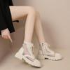 2025 Summer New Round Head Mesh Breathable Lace Up Back Zipper Versatile Cool Boots Thick Sole Comfortable Single Shoe Women