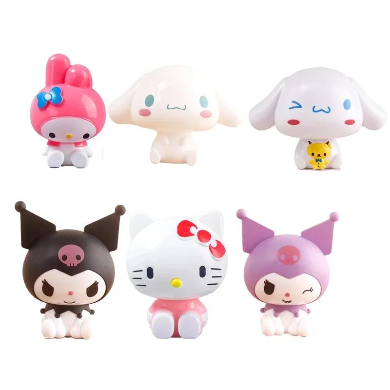 Hello Kitty Kuromi Melody Cinnamoroll Action Figure Toys Dolls Model Ornament Desktop Sanrio Kids Birthday Gifts Cake Decoration