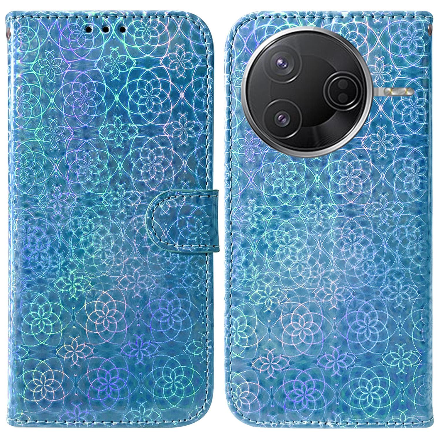 

Чохол-підставка для Xiaomi Redmi K80 Pro 5G/K80 5G/Poco F7 Pro 5G/Poco F7 Ultra 5G Шкіряний чохол для телефону з блискучою квіткою Blue