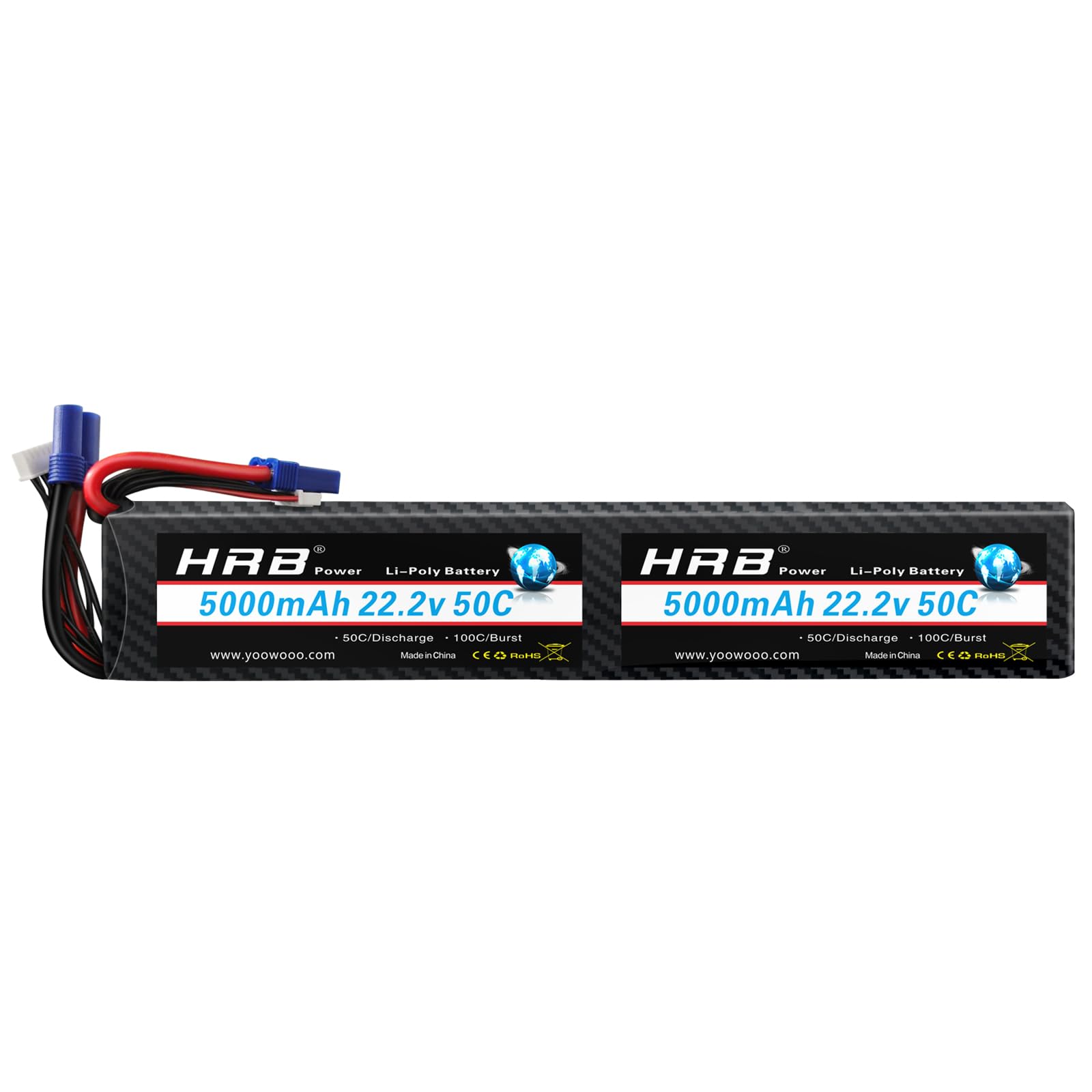 

HRB 12S 5000mAh 50C EC5 Lithium Polymer Battery Compatible RC RC RC RC Quadrotor 44.4V Car, Aircraft, Helicopter,