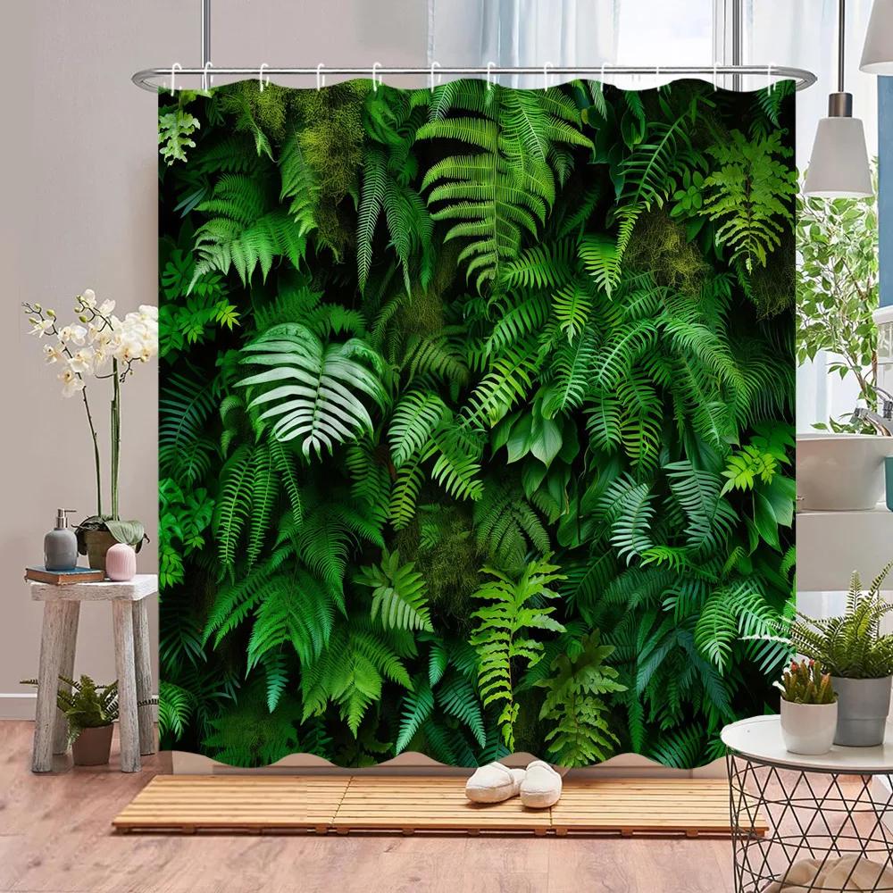 Tenda Doccia Pianta Verde Scenari di Foglie Botaniche Tropicali Fattoria di Fiori Natura Liane Casa Tessuto in Poliestere Tenda Decorazione Bagno