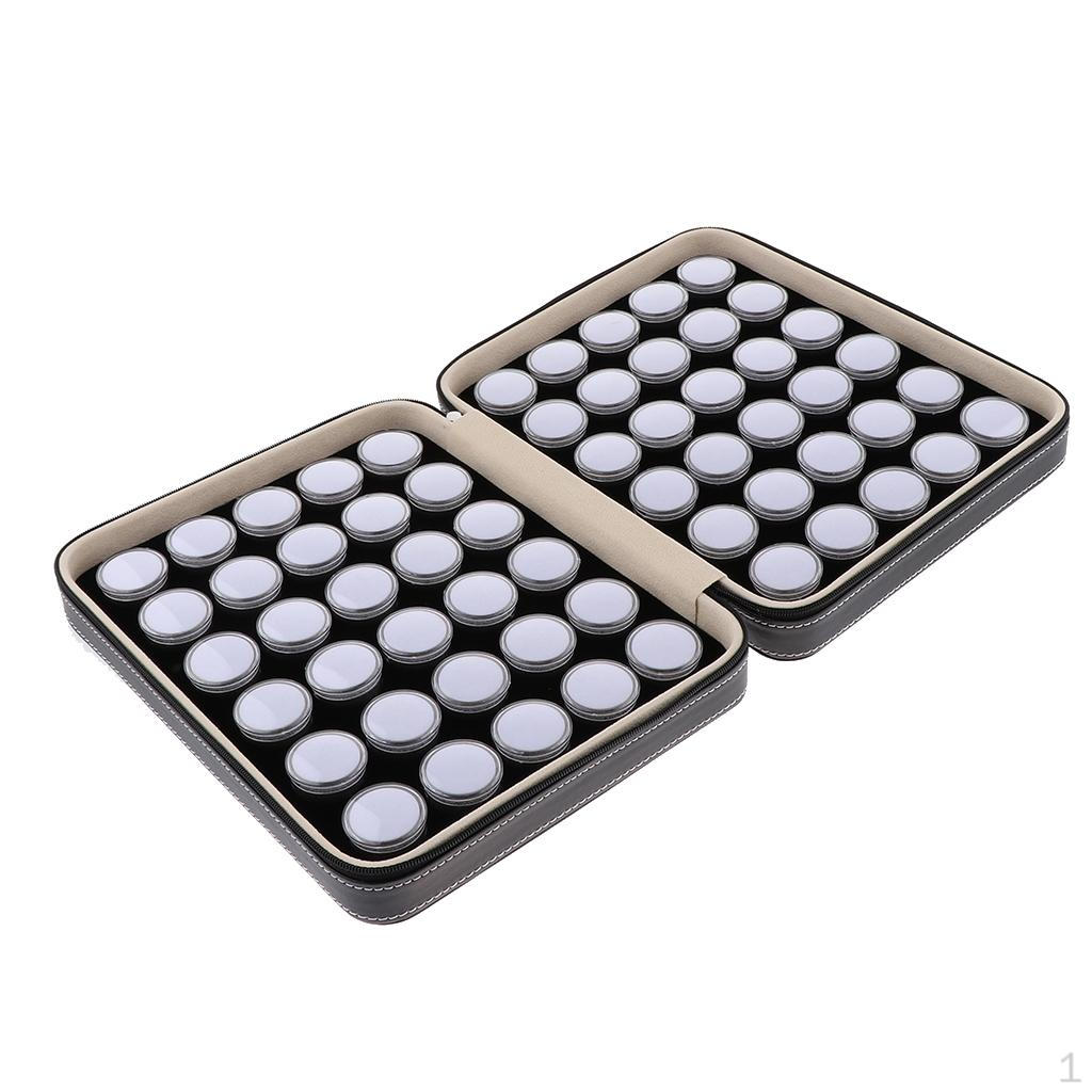 60 Grids Gemstone Loose Diamond Storage Mini Plastic Box with PU Leather Carrying Case