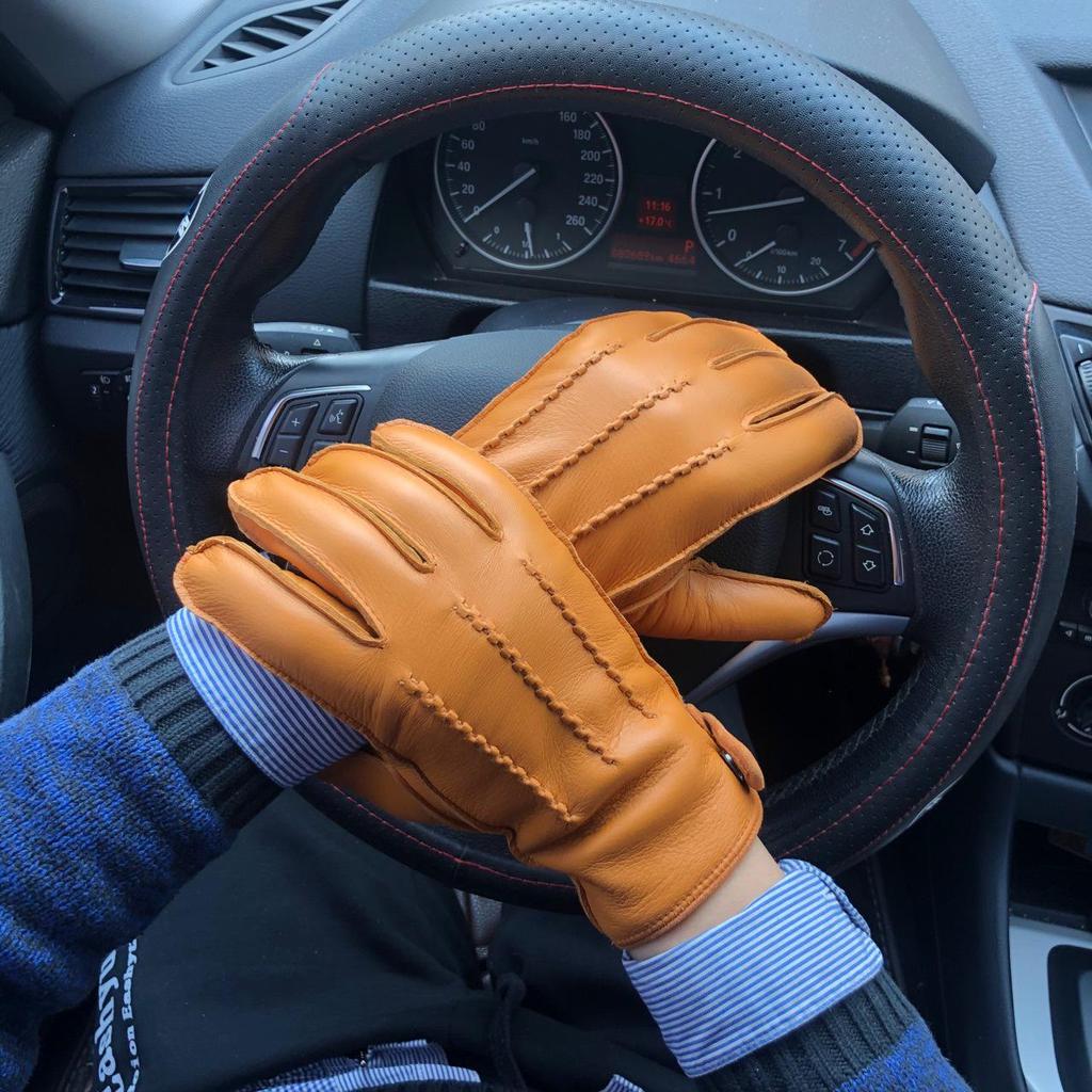 Men's Winter Warm Leather Driving Gloves