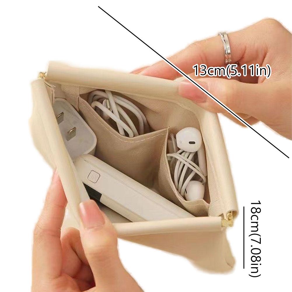 Women Fashion Portable Mini Key Jewelry Cosmetic Organizer Pouch Handbag Pu Small Bags Gift Simple Lipstick Makeup Storage Bag