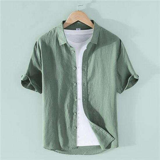 Men's Breathable Linen Shirt - Short Sleeve Casual Summer Top & Long Sleeve White Cotton Option