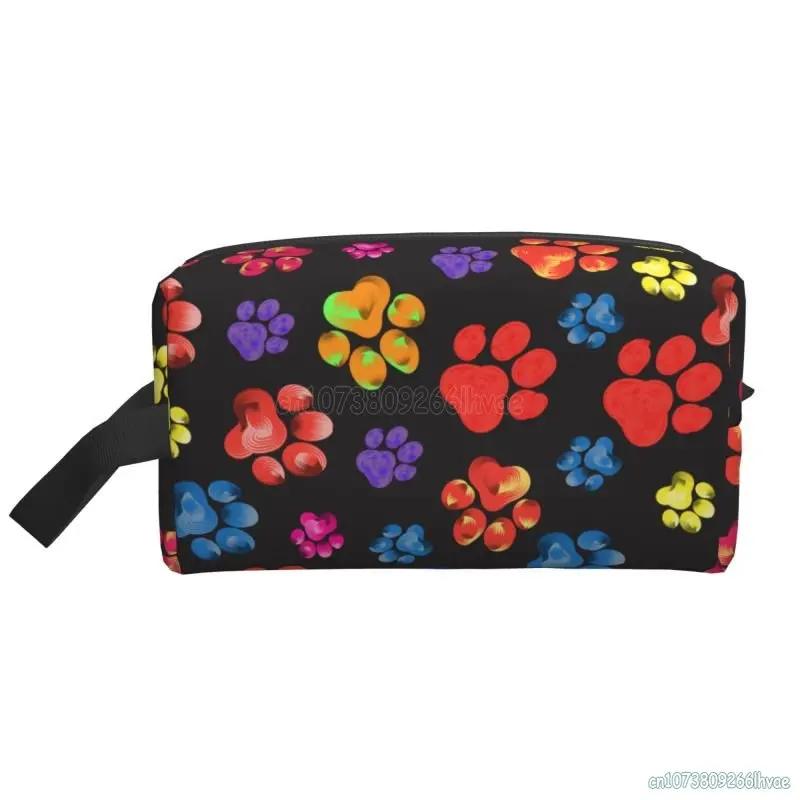 Multicolor Paws Dog Makeup Bag Waterproof Travel Cosmetic Bag Toiletry Pouch Organizer for Women Large Capacity Storage Bags