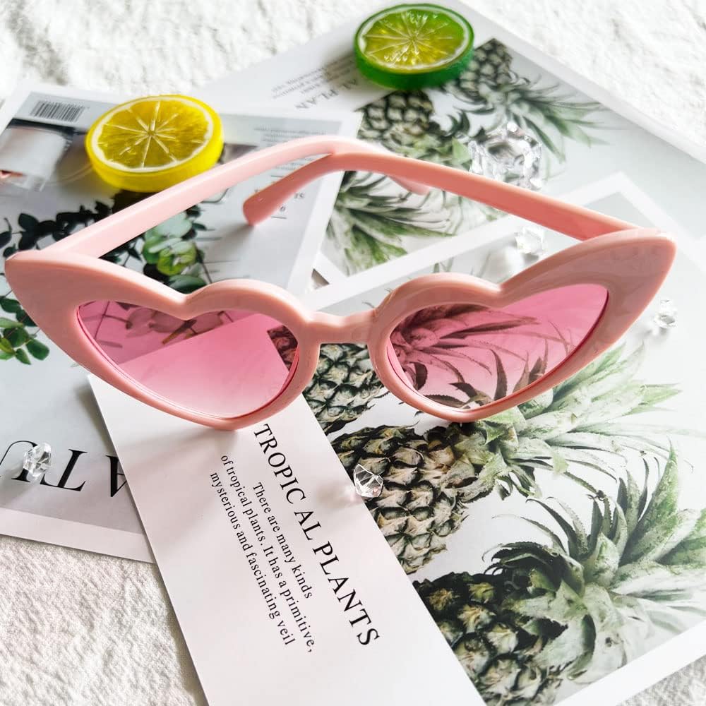 Ridering Women Fashion Goggle Heart Sunglasses Vintage Love Heart Shaped Sunglasses Cat Eye Mod Style Style Retro Glasses