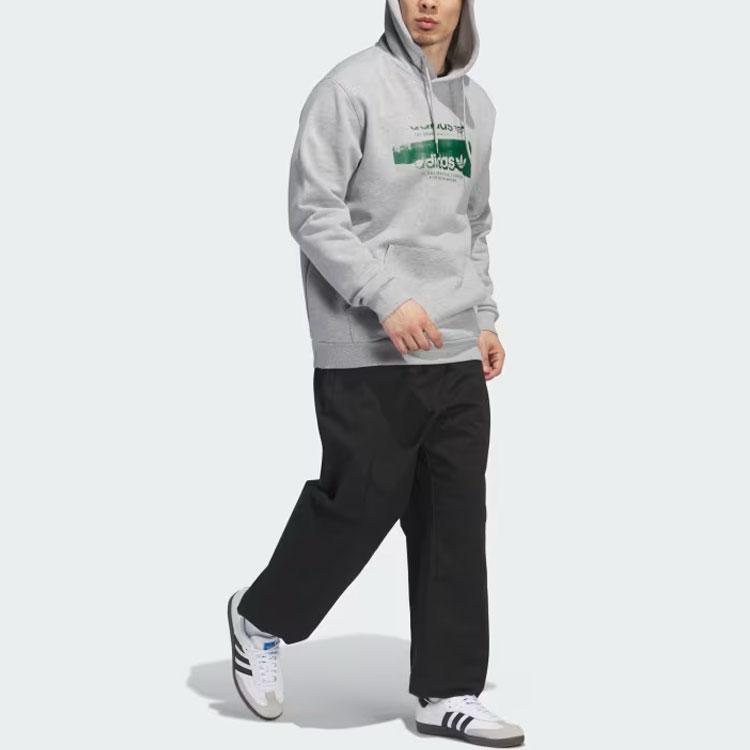 Adidas Originals Stamped 4.0 Hoodie Letter Logo Print Loose Long Sleeve Hooded Sweatshirt Men hoodies Gray IK7657