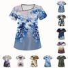 Women's Casual  Print Short Sleeve Sloping Collar Workwear Top With Double Pockets