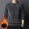 Herren Einfarbiger Pullover Plus Samt Vielseitige Jacquard Thermojacke Herren Rundhals Gestrickte Basisschicht