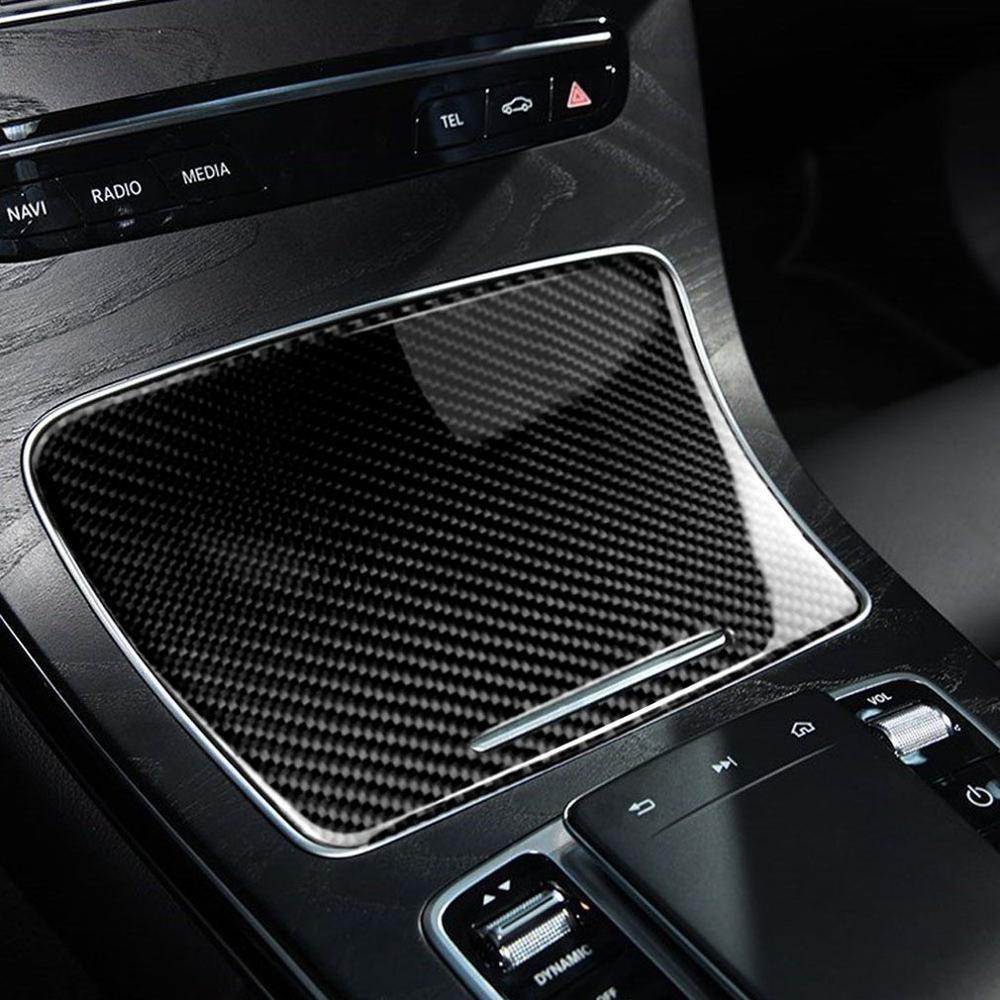 Car Carbon Fiber Interior Water Cup Holder Panel Cover Trim Car Sticker For Mercedes C Class W205 C180 C200 GLC