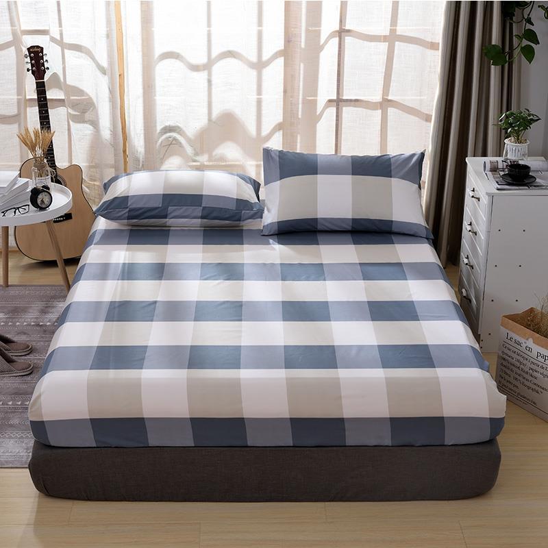 3-teiliges Bettlaken mit Kissenbezug, geometrisch bedrucktes Spannbettlaken mit elastischem Bettwäsche-Polyester-Matratzenbezug, Queen-Size