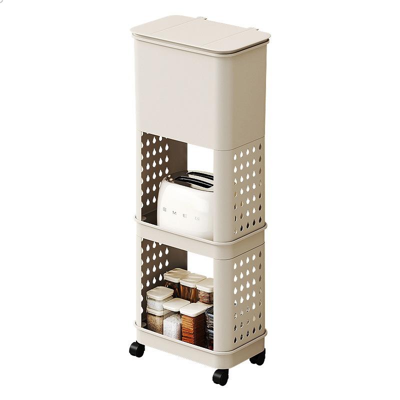 White Concise Design Durability Plastic Waste Container with Look Feet Wheel Perfect Household Cleanliness Various Indoor Space
