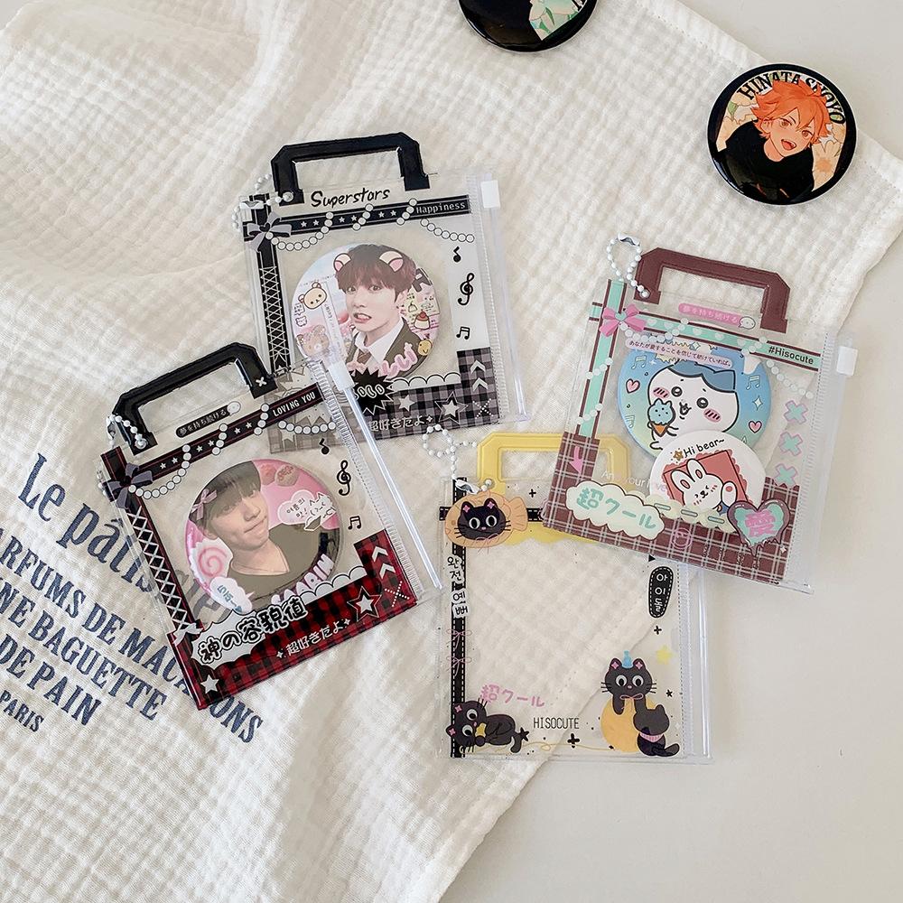 Aesthetic Kpop Photo Card Holder 3 Inch Creative Display Pouch with Lanyard for Collectors Cute Student Anime Badge Carrier