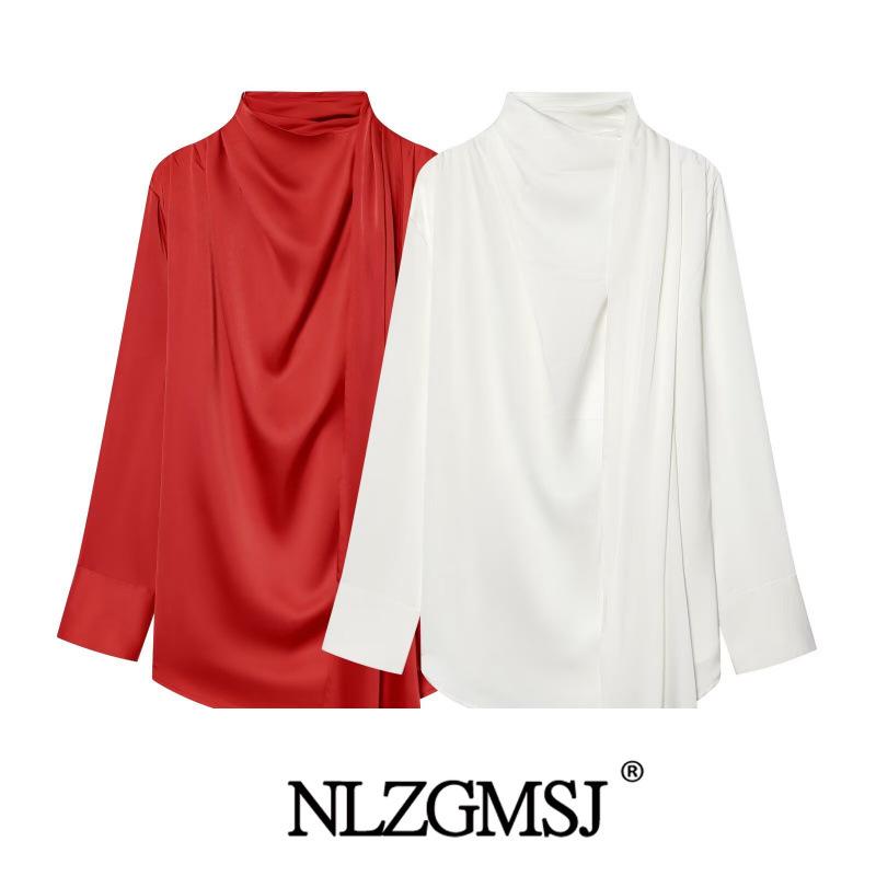 2025 Winter European & American Style Versatile Loose Lace-Up Long Sleeve Shirt Extra Small