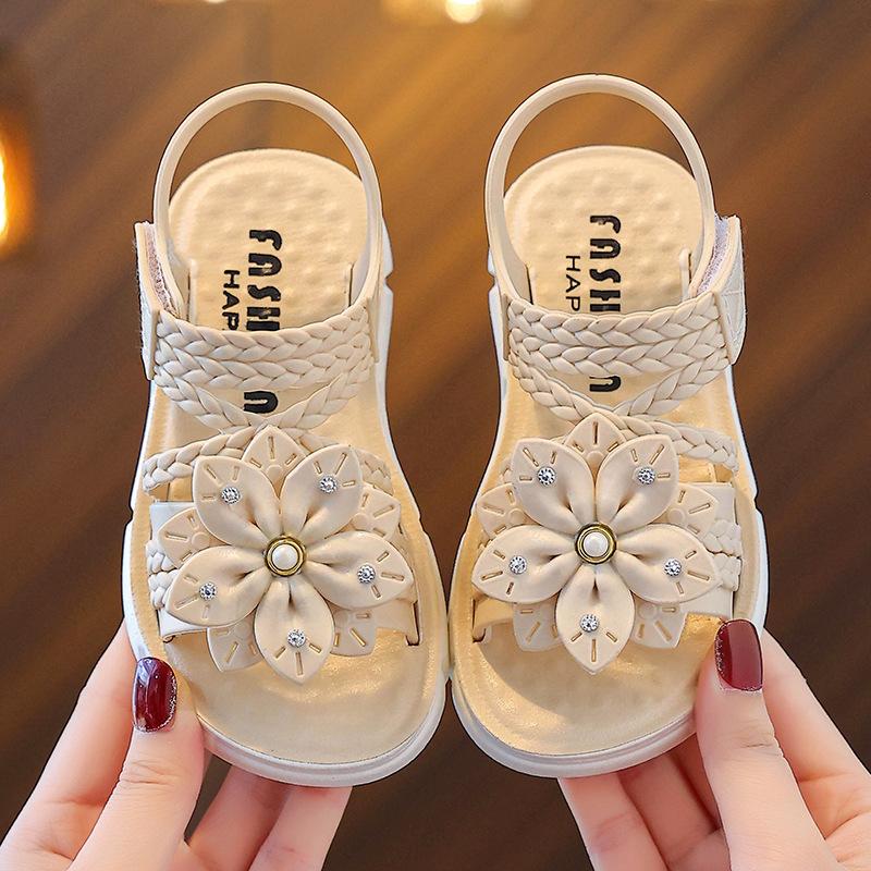 Girls' sandals, princess, net celebrity, fairy, western style, summer non-slip soft bottom, small, medium and large children's open-toed sandals