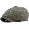 HT4964 Beret Cap Retro Artist Painter Plaid Beret Hat Male Female Ivy Flat Cap Autumn Winter Hat Adjustable Berets for Men Women