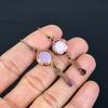 Pink Chalcedony Earrings Gemstone Jewelry, Copper Electroformed Handmade Earrings, Latest Design Jewelry