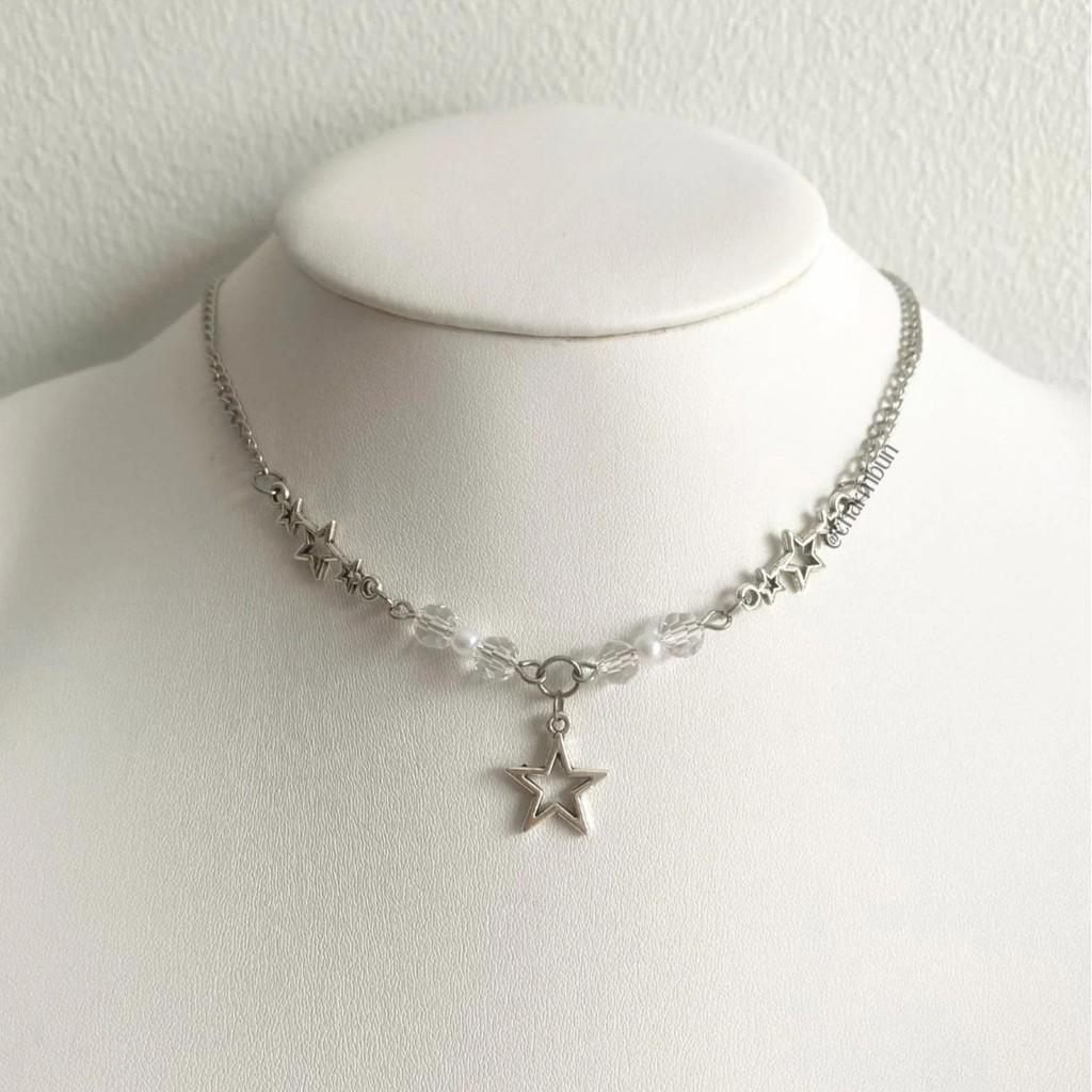 Y2k Star Drop Necklace With Electroplated Alloy Pendant For Casual Wear