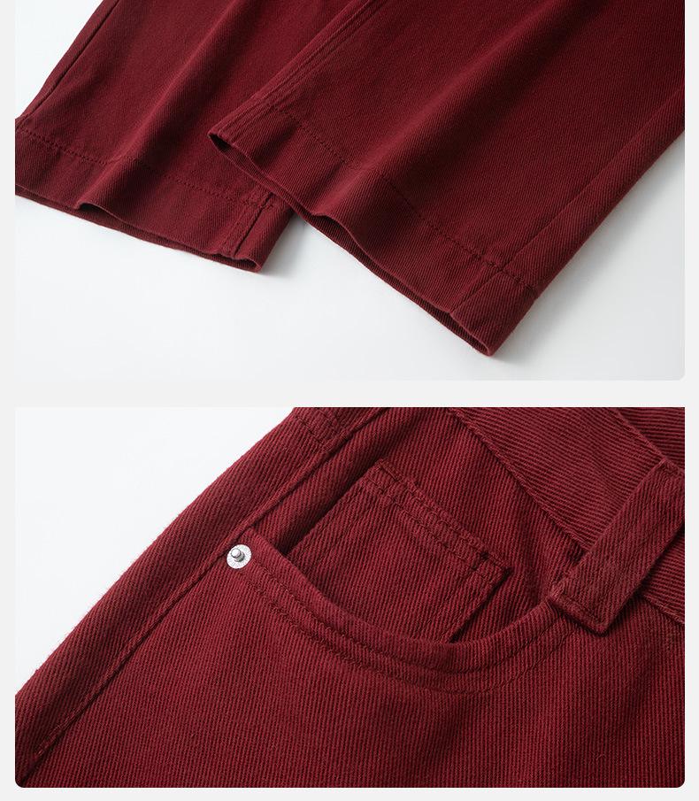 Ancola Red High-Waisted Floor-Length Wide-Leg Slimming Pants, 2025 Spring Women's Collection