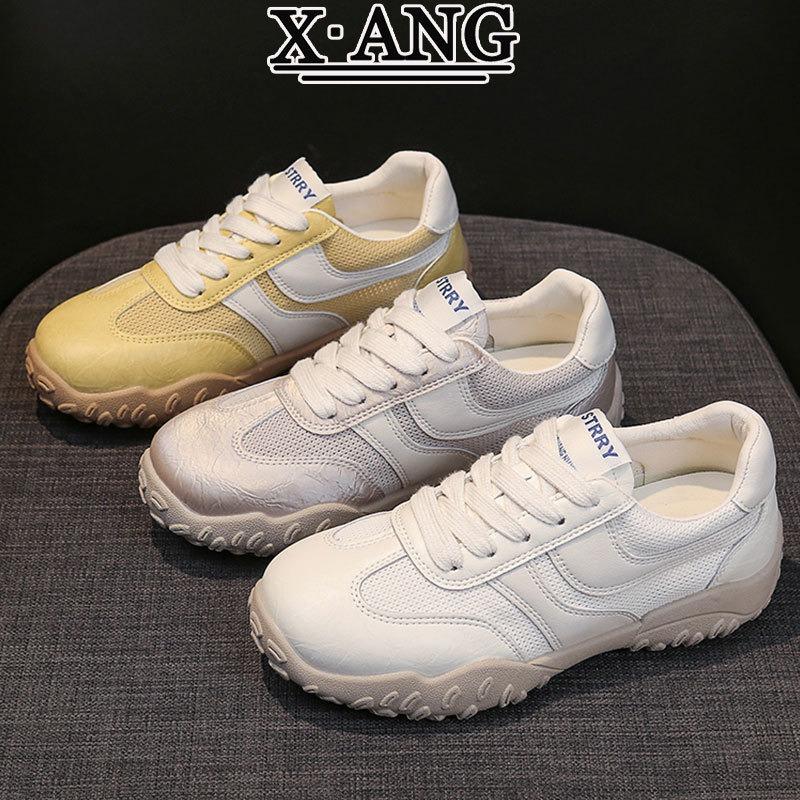 Leather mesh breathable women's summer new soft-soled lightweight casual sports shoes